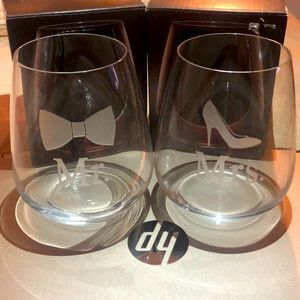 Susquehanna MR & MRS stemless wine glasses BNIB